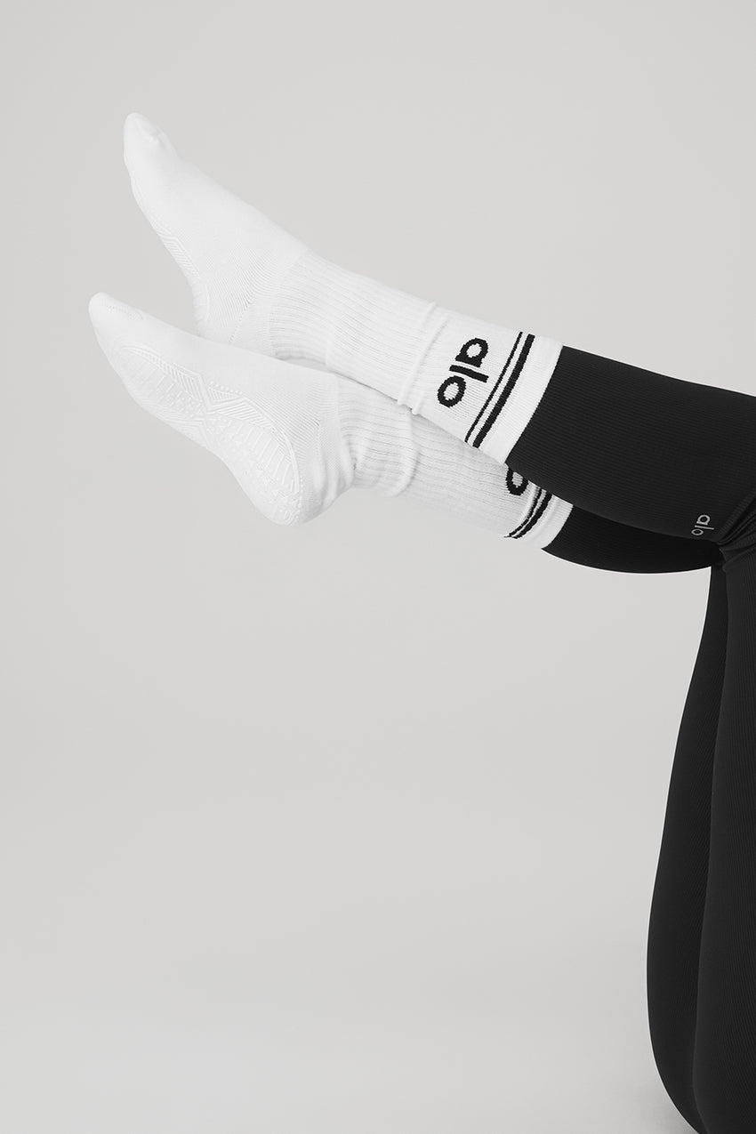 Women's Throwback Barre Sock - Black/White