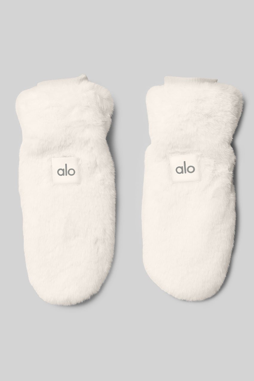 Faux Fur Mittens - Black