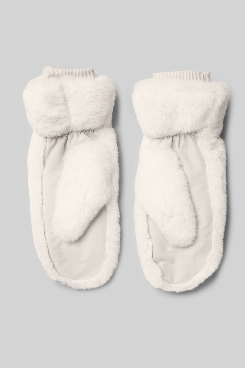 Faux Fur Mittens - Black