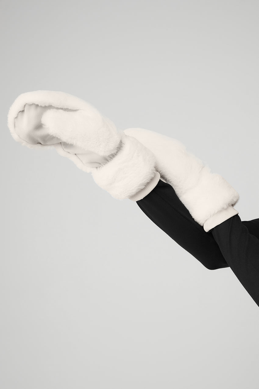 Faux Fur Mittens - Black