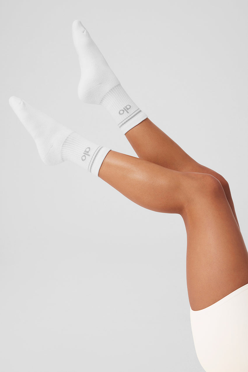 Unisex Half-Crew Throwback Sock - White/Black