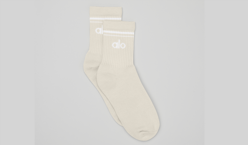 Unisex Half-Crew Throwback Sock - Bone/White