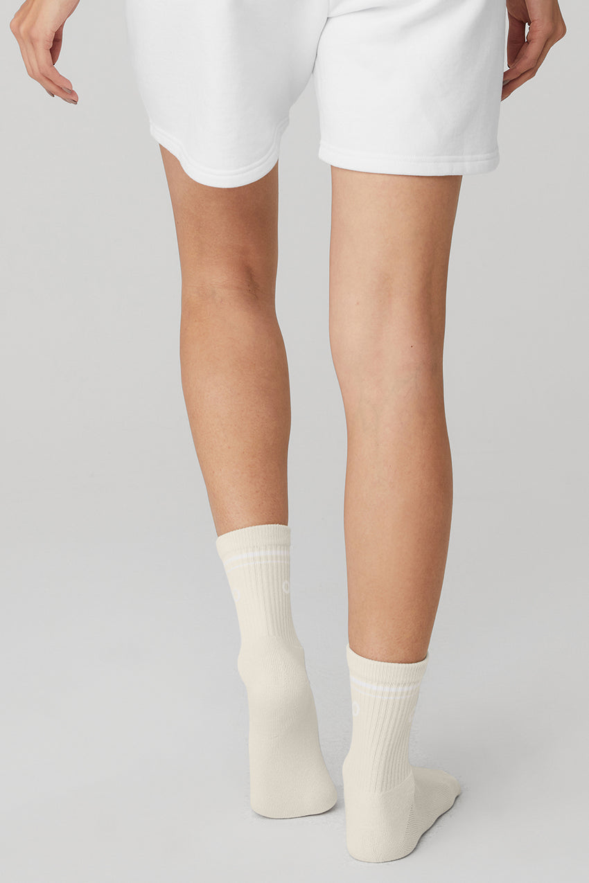 Unisex Half-Crew Throwback Sock - White/Black
