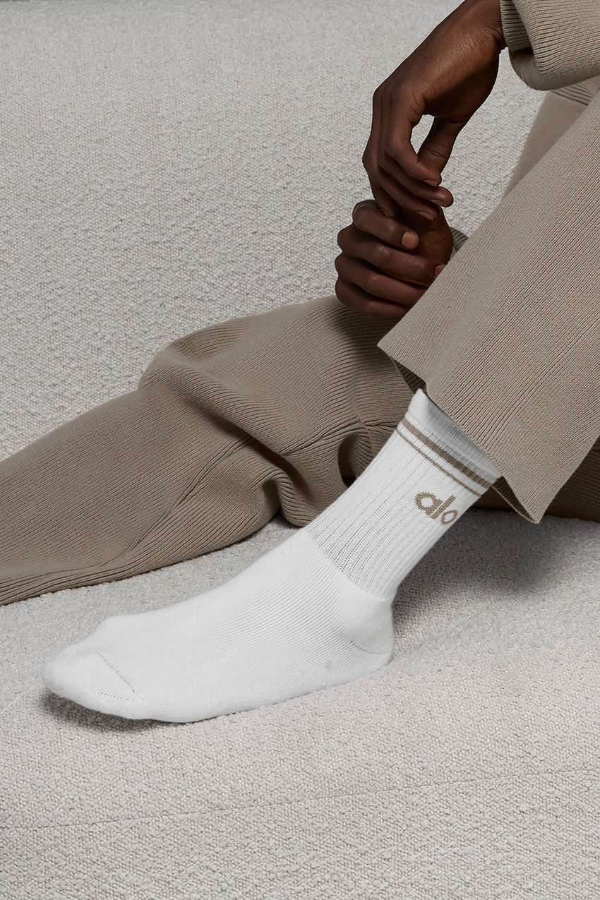 Unisex Half-Crew Throwback Sock - White/Black
