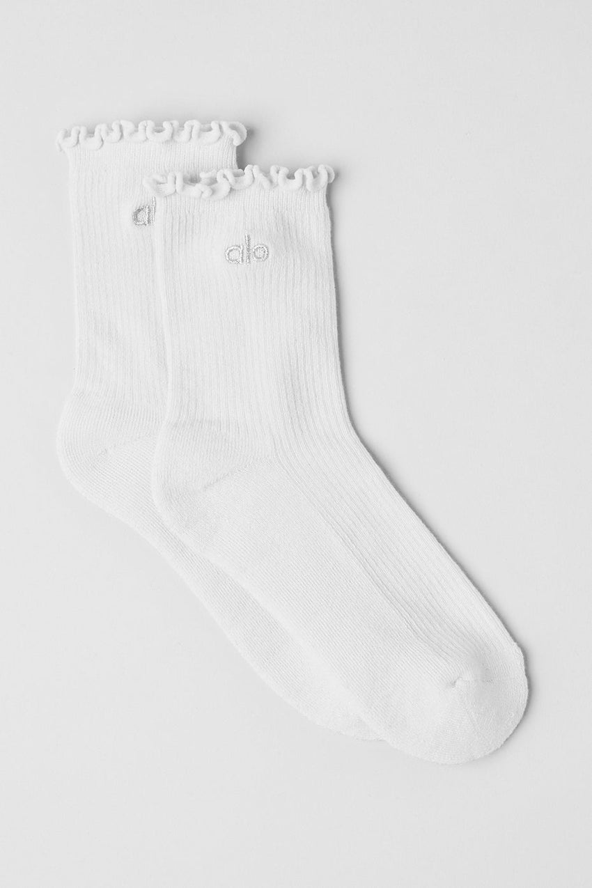 Women's Lettuce Edge Sock - White/Winter Frost