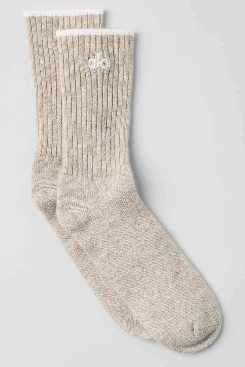 Unisex Cashmere Light Frosted Sock - Black/Ivory