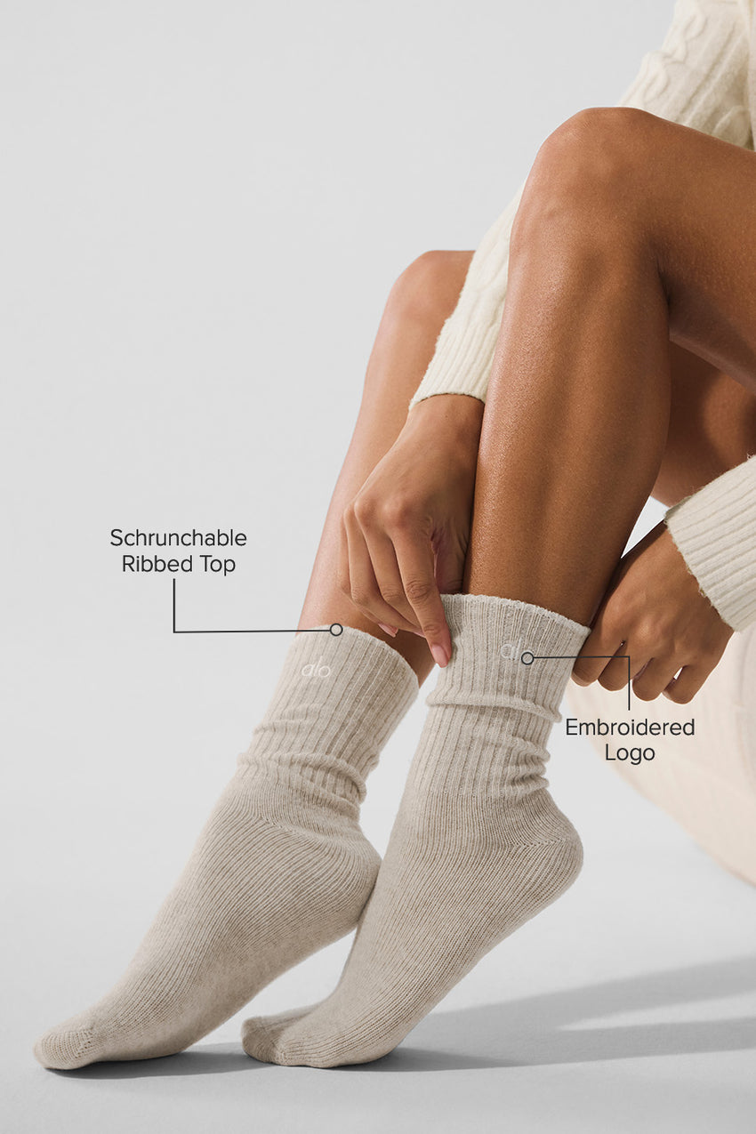 Unisex Cashmere Light Frosted Sock - Black/Ivory