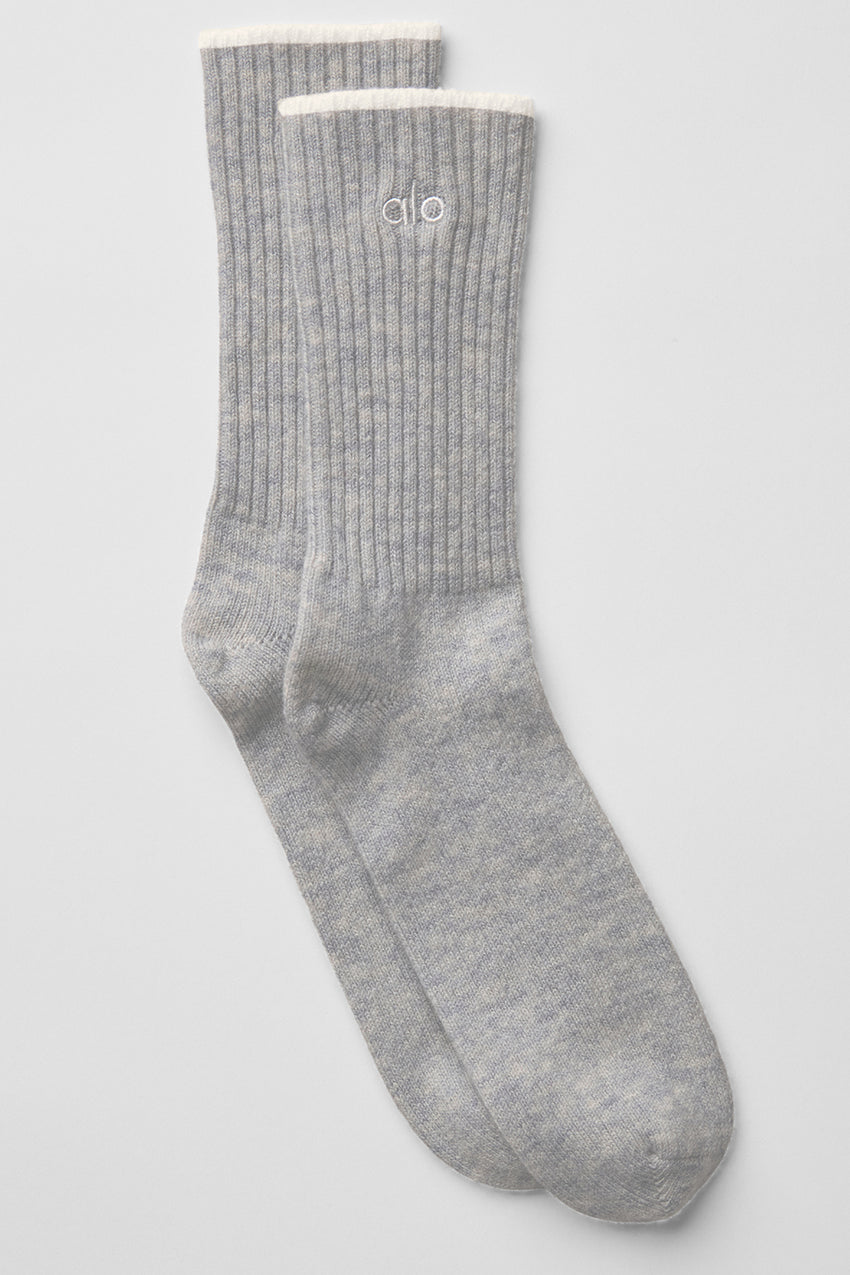 Unisex Cashmere Light Frosted Sock - Black/Ivory