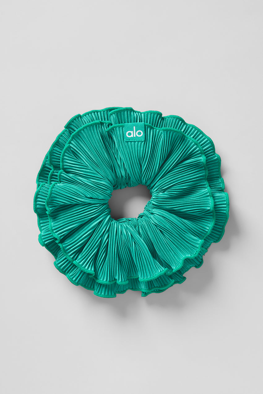 Micro Plisse Oversize Scrunchie - White