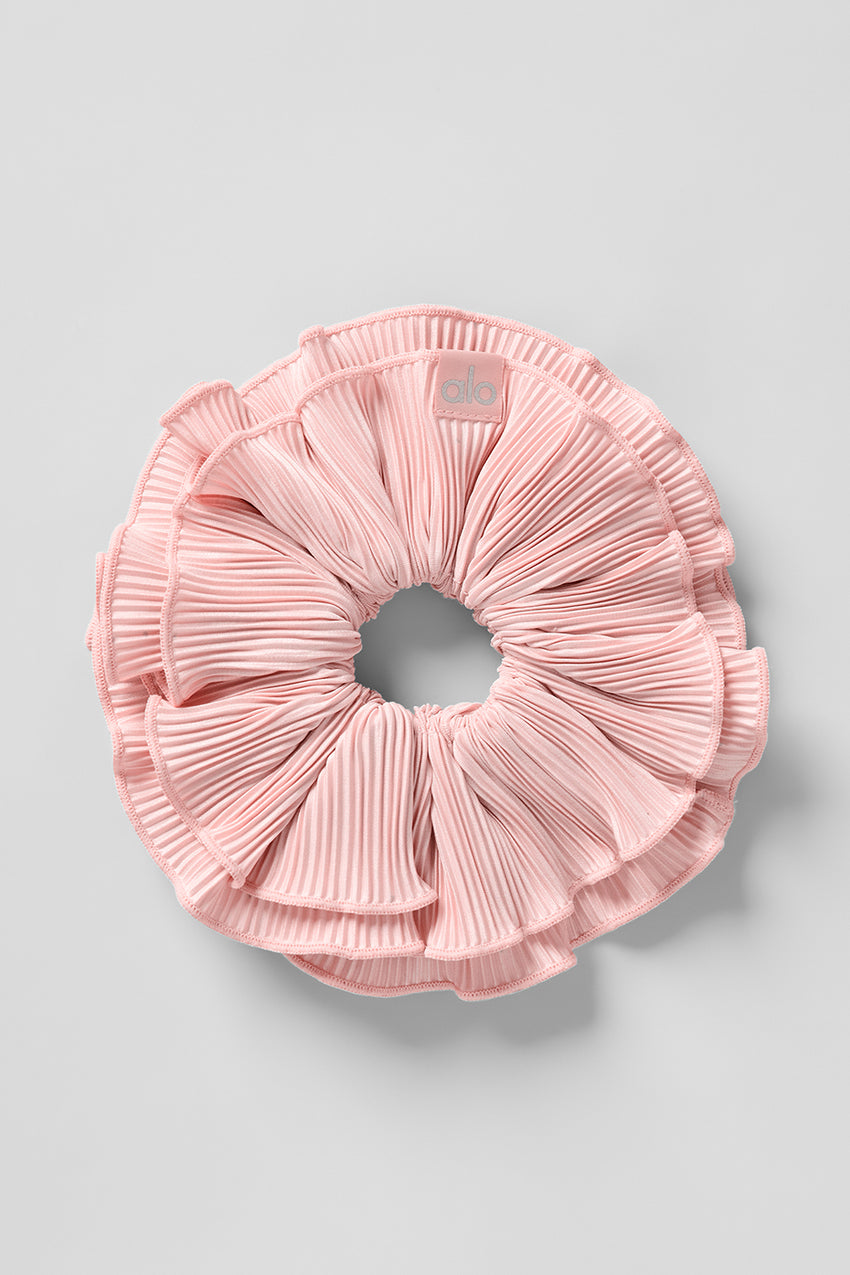 Micro Plisse Oversize Scrunchie - White