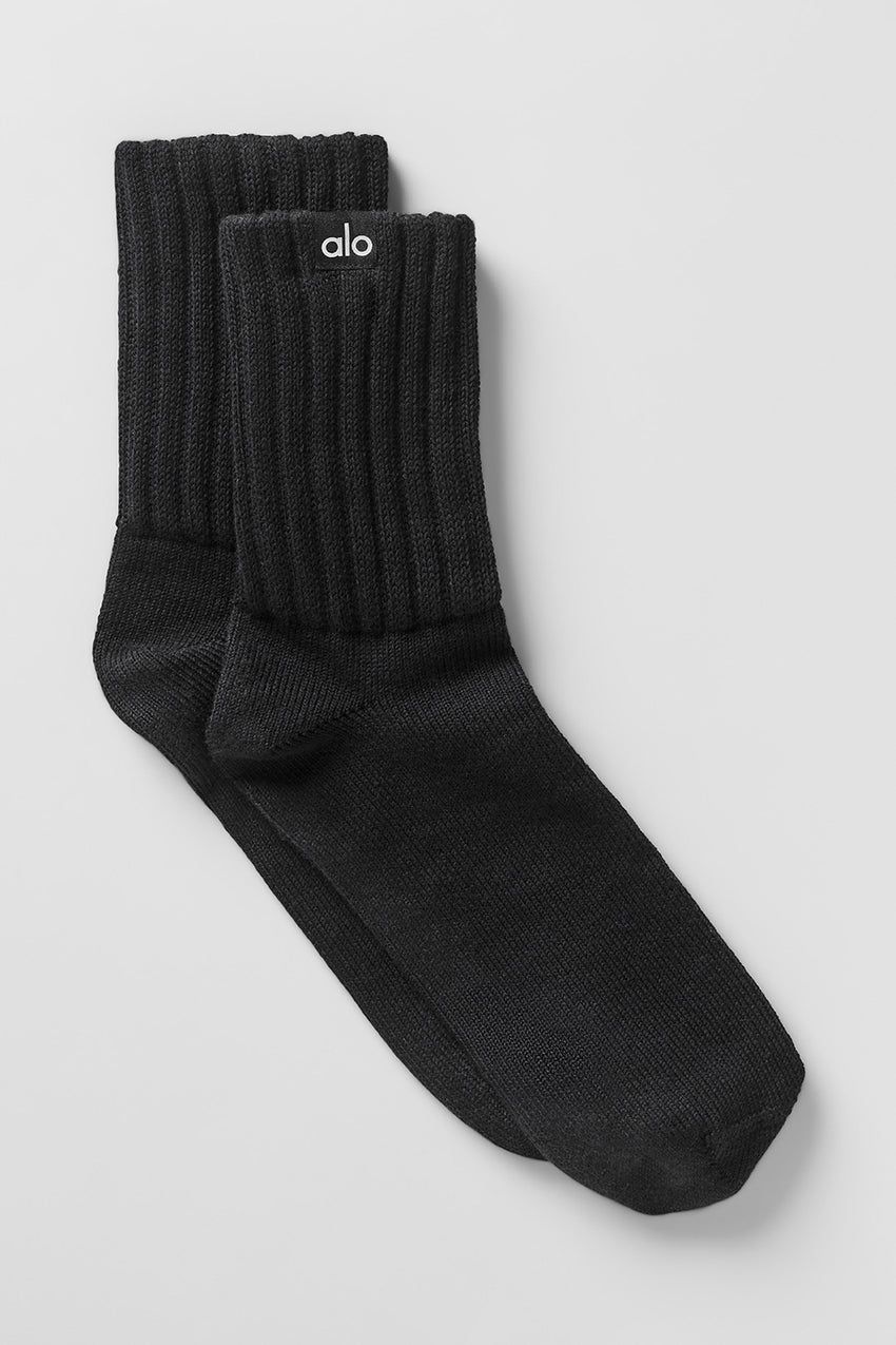 Unisex Half-Crew Scrunch Sock - White