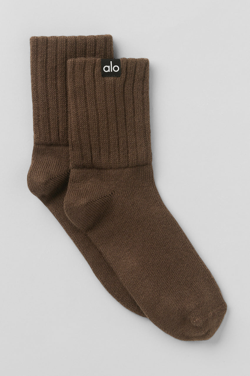 Unisex Half-Crew Scrunch Sock - White