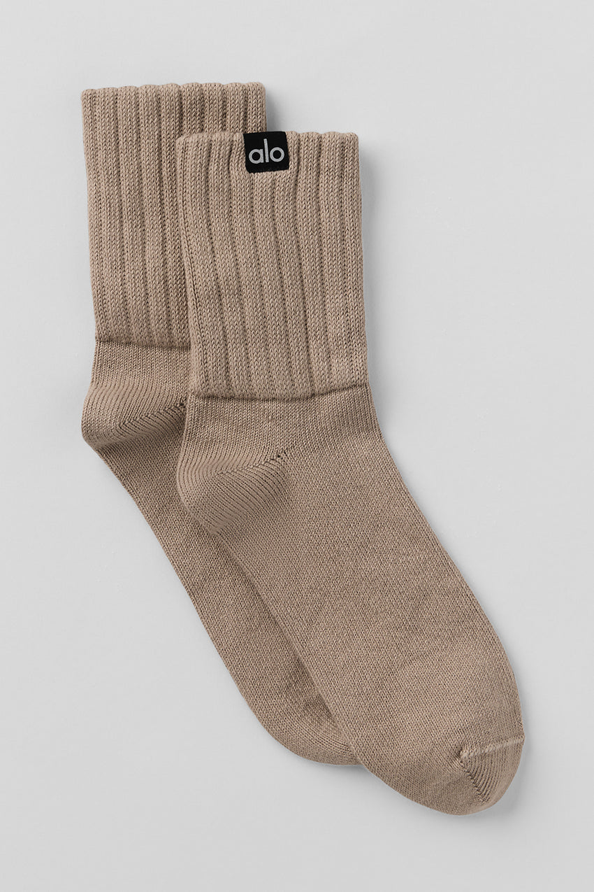 Unisex Half-Crew Scrunch Sock - White