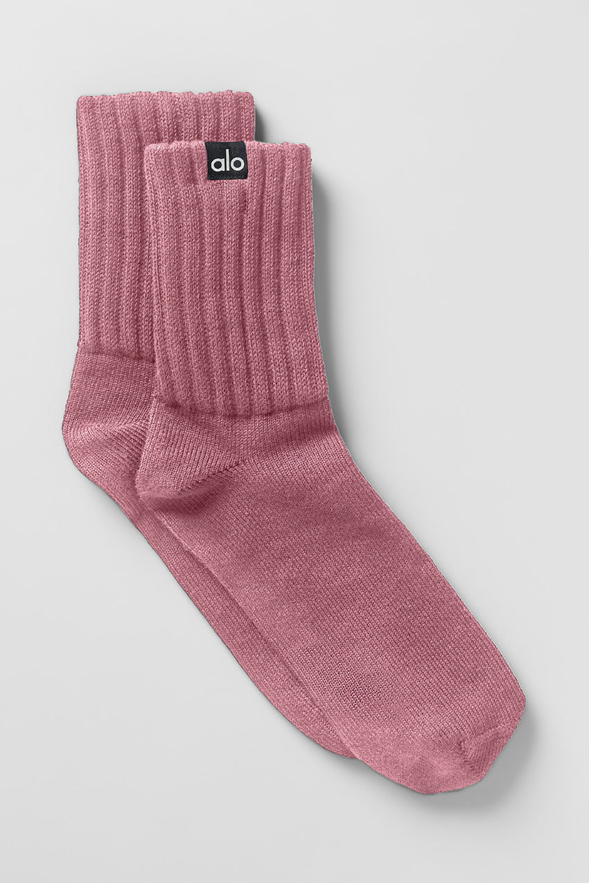 Unisex Half-Crew Scrunch Sock - White