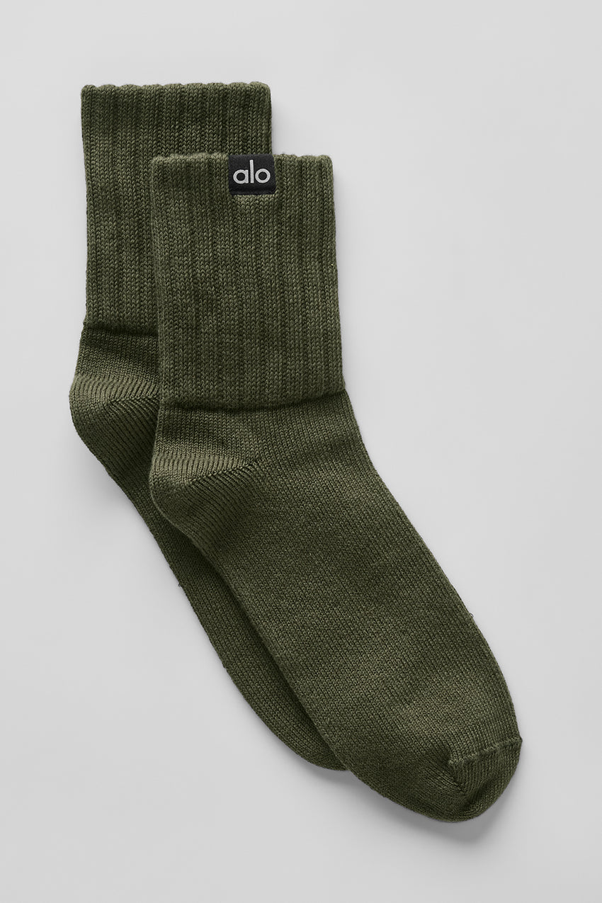 Unisex Half-Crew Scrunch Sock - White