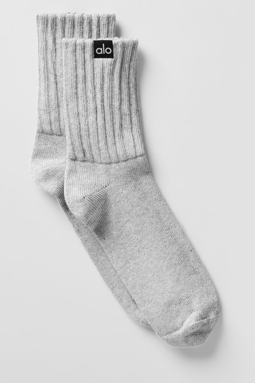 Unisex Half-Crew Scrunch Sock - White