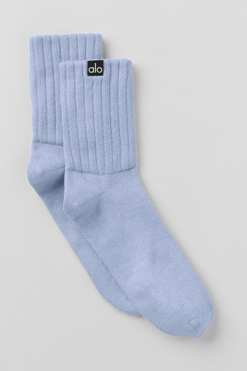 Unisex Half-Crew Scrunch Sock - White