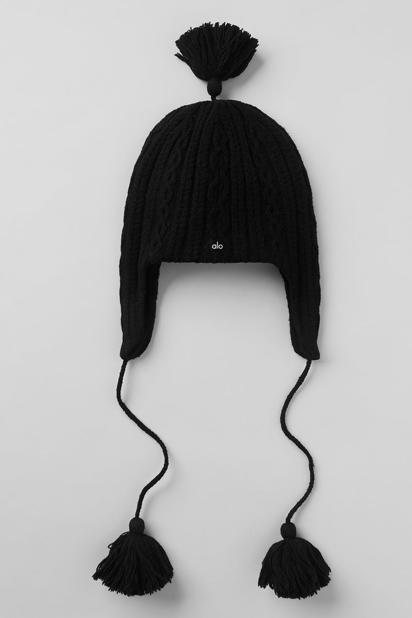 Cable Knit Winter Bliss Earflap Beanie - Athletic Heather Grey