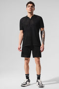 Open-Knit Polo - Black