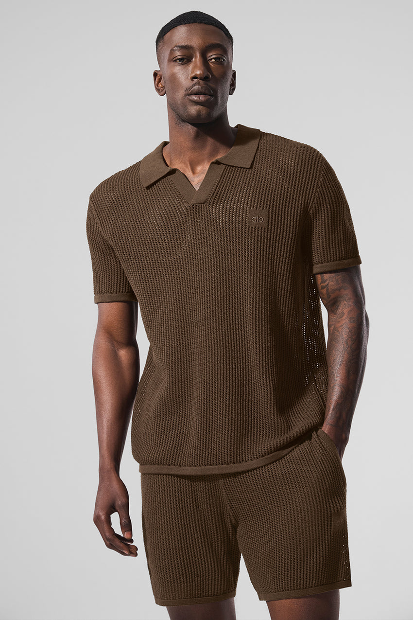 Open-Knit Polo - Black