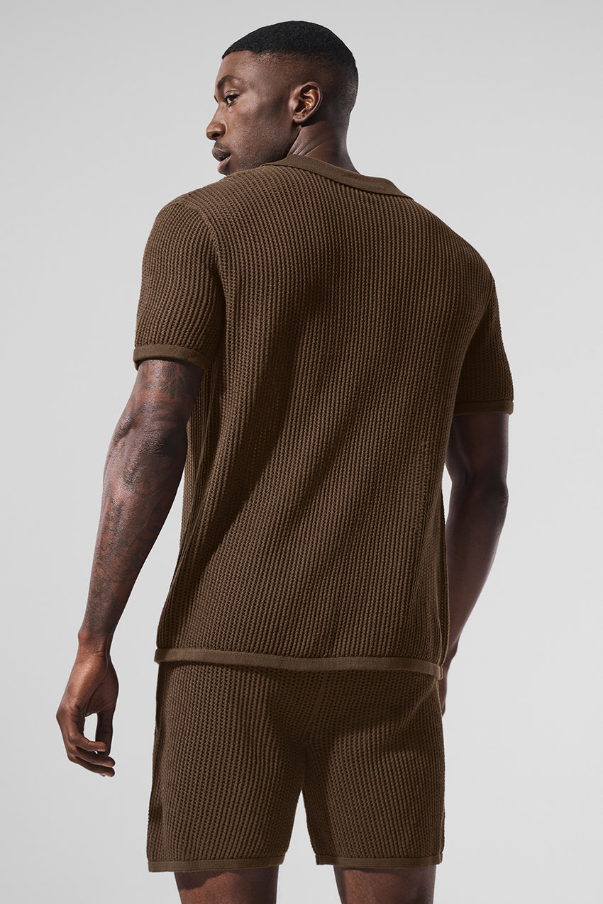 Open-Knit Polo - Black