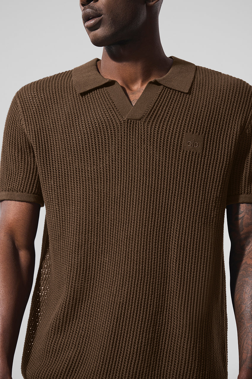 Open-Knit Polo - Black