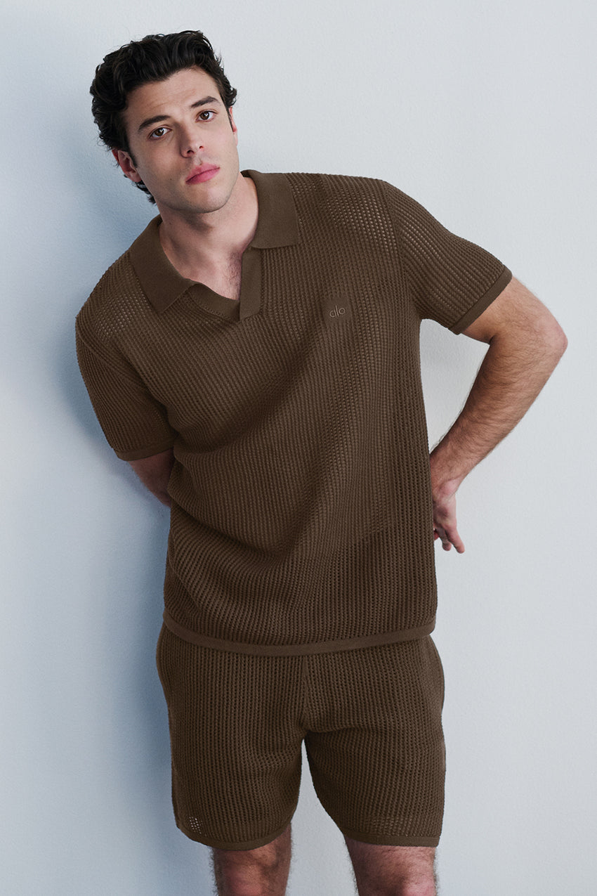 Open-Knit Polo - Black
