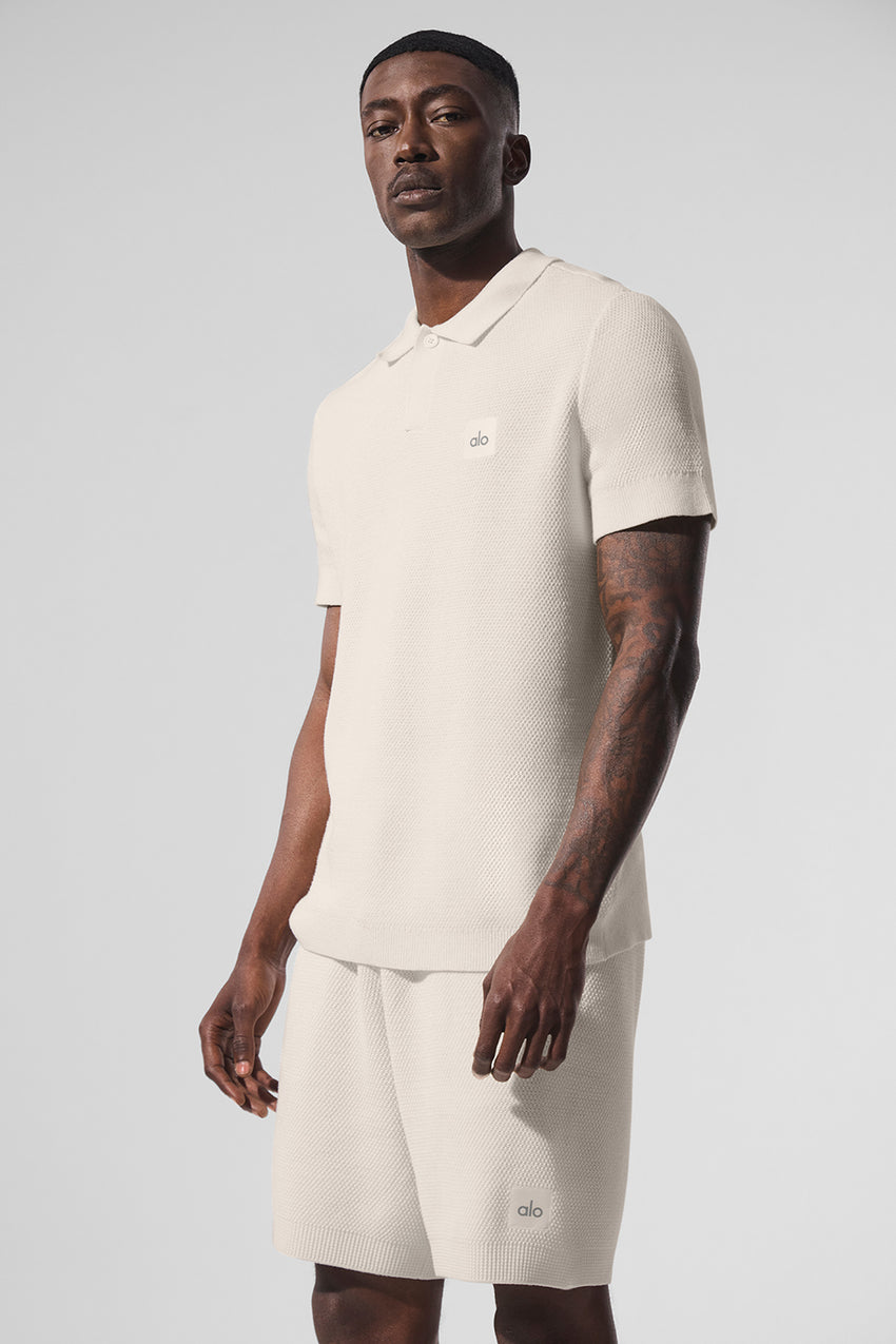Sports Club Sweater Knit Polo - Athletic Heather Grey