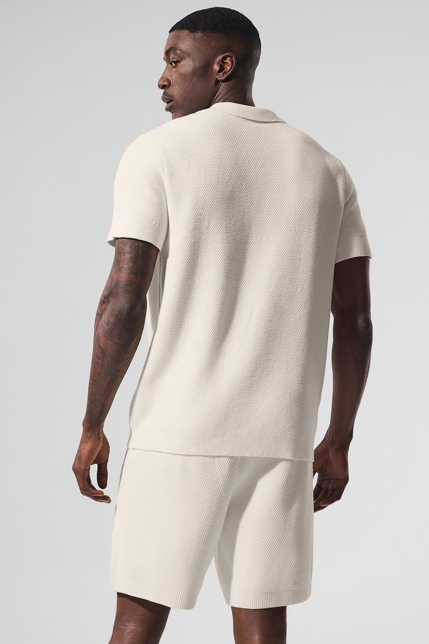 Sports Club Sweater Knit Polo - Athletic Heather Grey