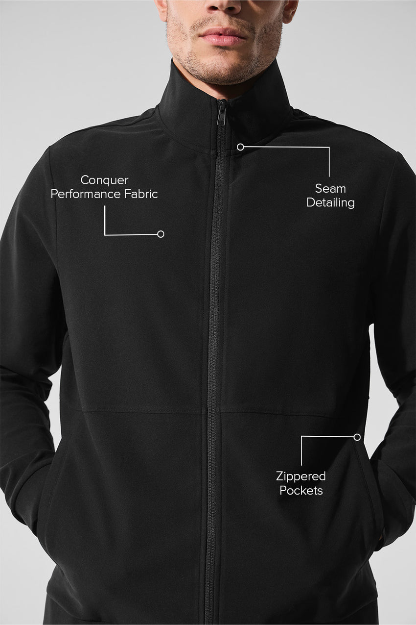 Conquer Max Mock Neck Full Zip - Athletic Heather Grey