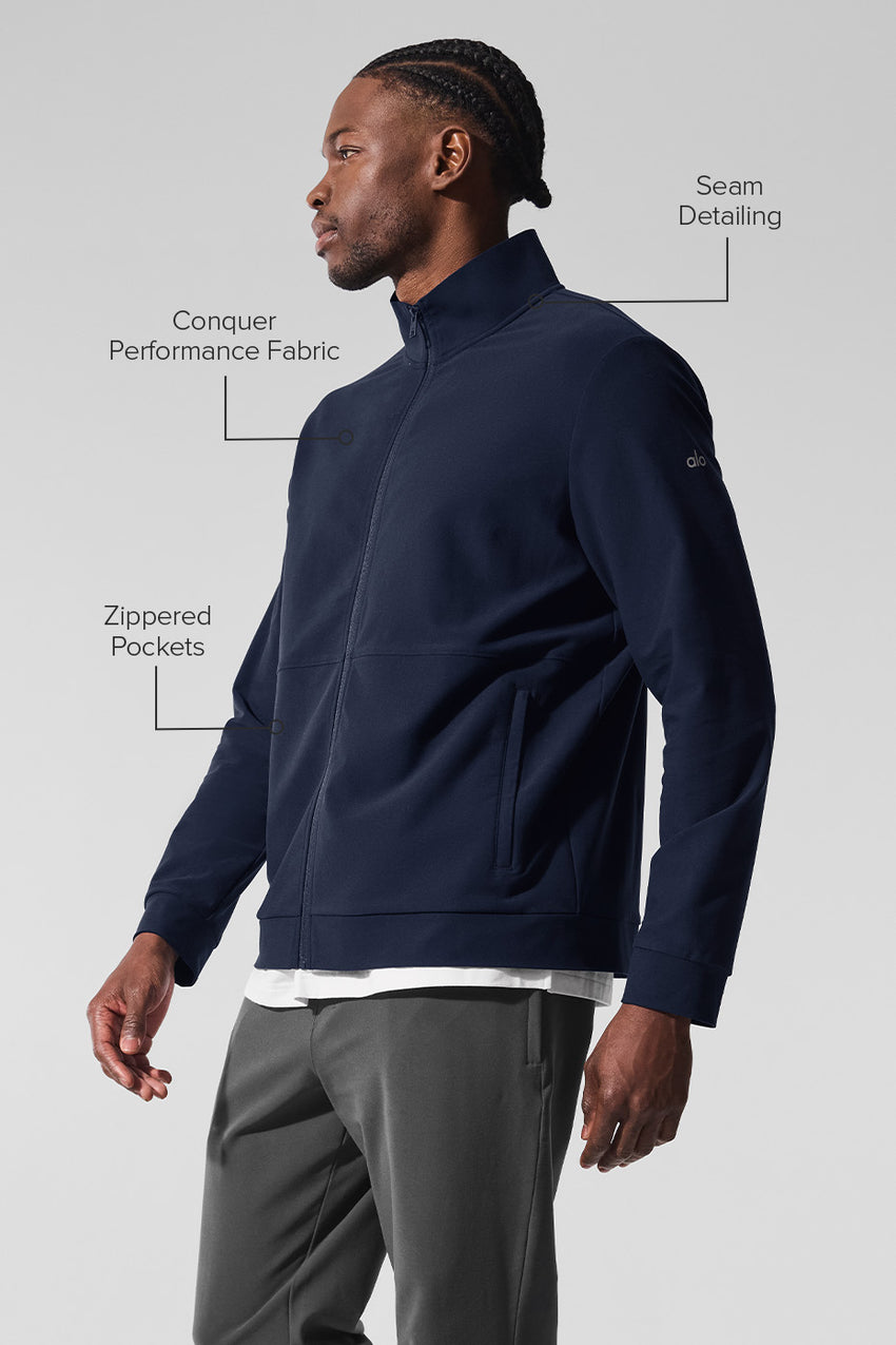 Conquer Max Mock Neck Full Zip - Athletic Heather Grey
