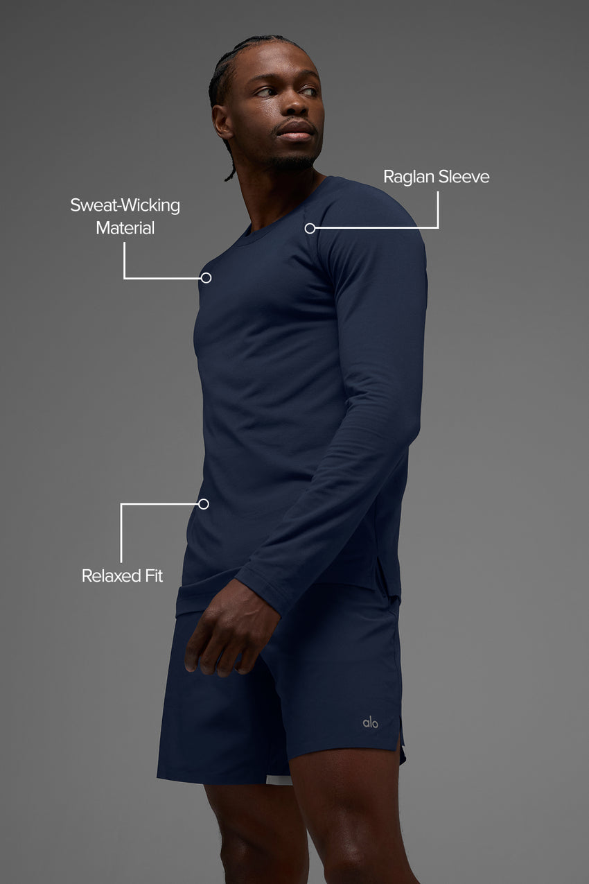 ALO Vapor Crewneck Long Sleeve - Black