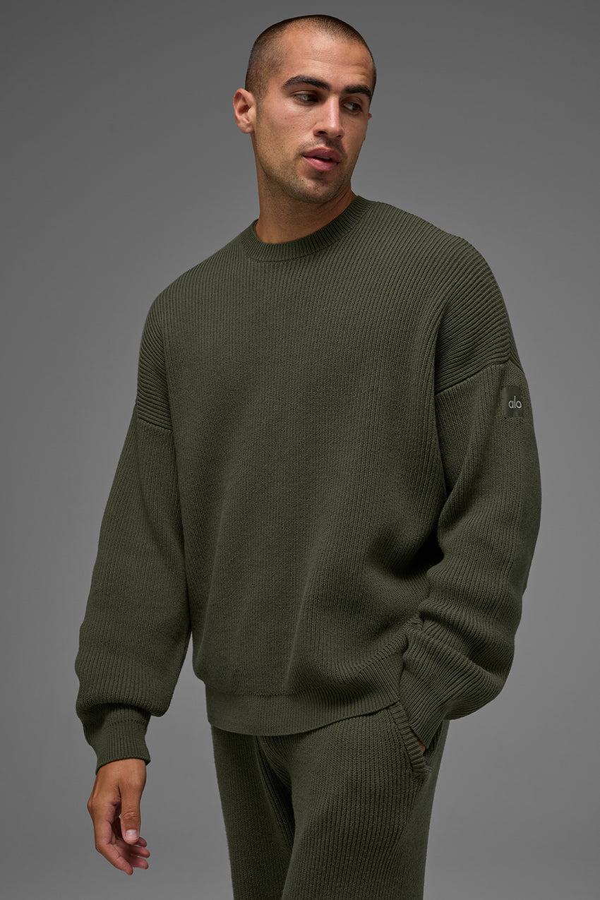 Domain Rib Knit Crew Sweater - Athletic Heather Grey