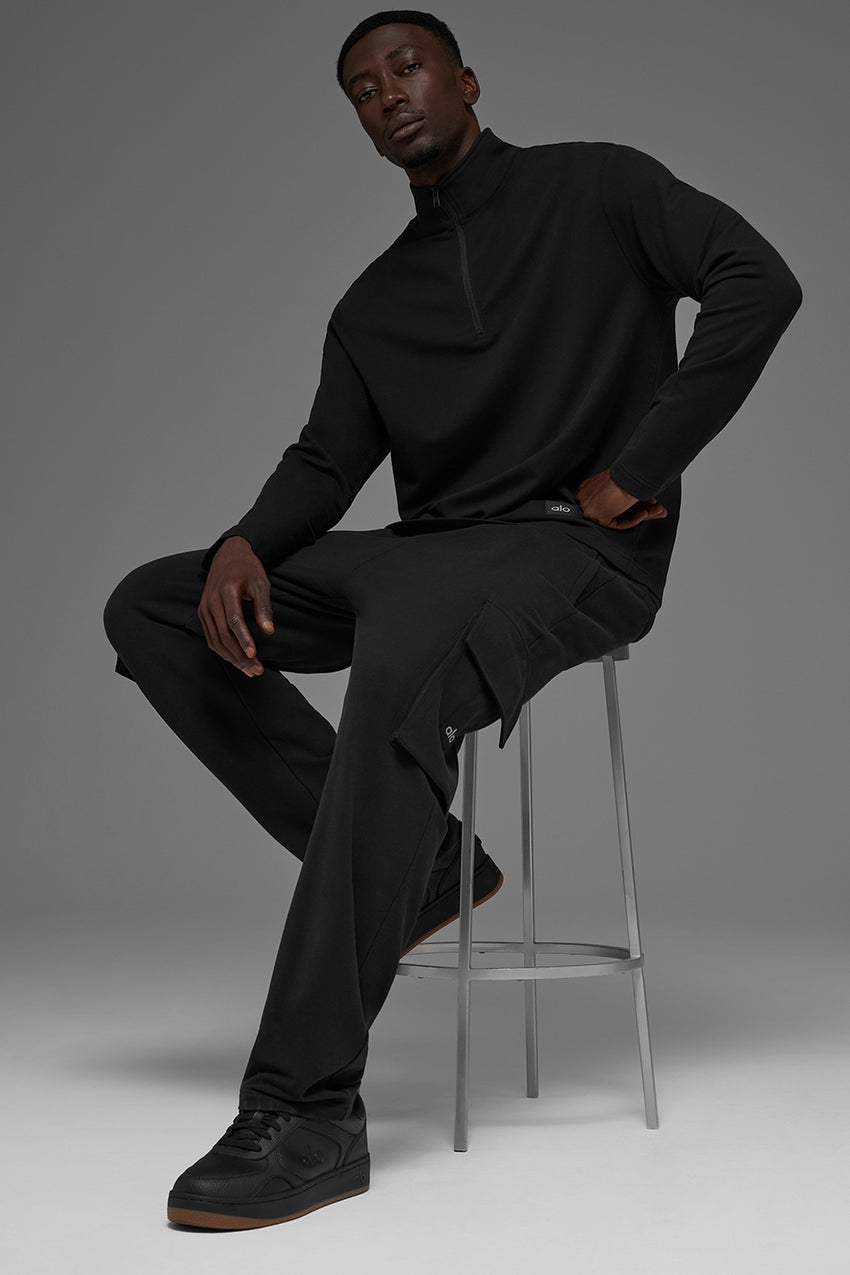 Double Take Long Sleeve 1/4 Zip - Black