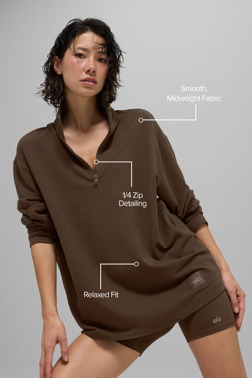Double Take Long Sleeve 1/4 Zip - Black