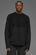 Domain Shift Rib Knit Sweater Crew - Black