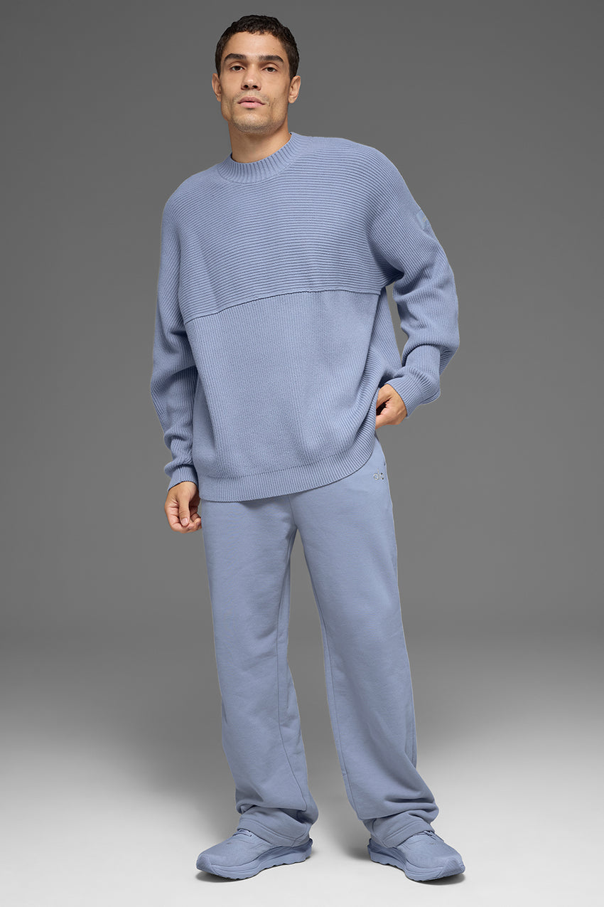Domain Shift Rib Knit Sweater Crew - Black