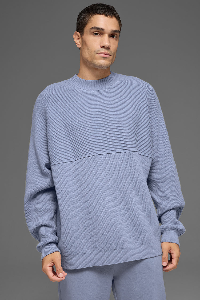 Domain Shift Rib Knit Sweater Crew - Black