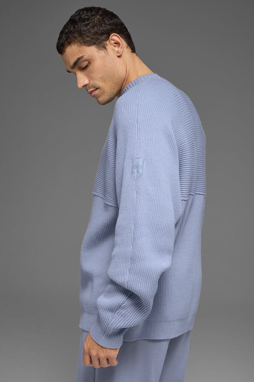 Domain Shift Rib Knit Sweater Crew - Black