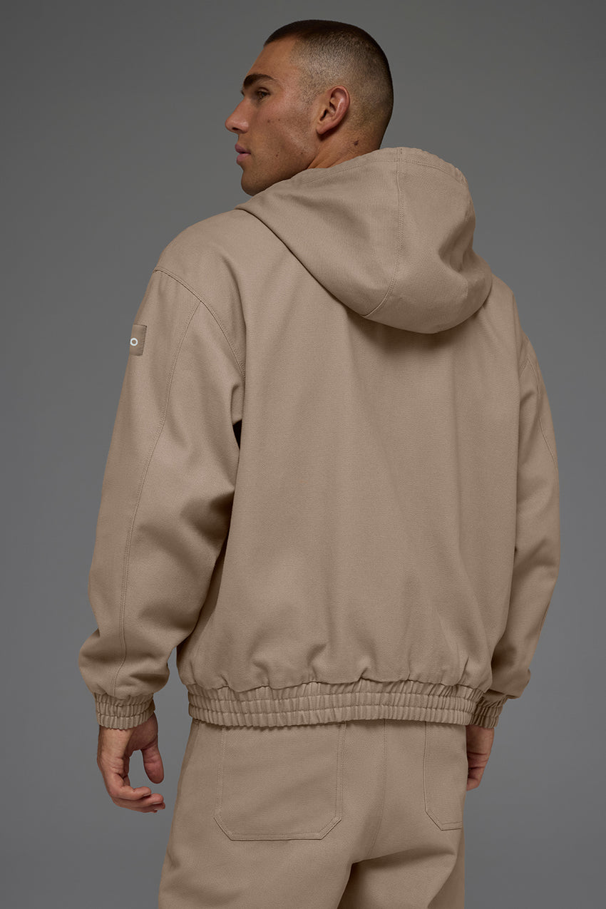 Cotton Canvas Full Zip Hoodie - Gravel