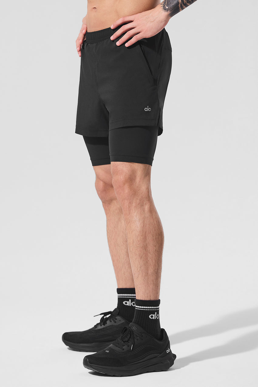 5" Revival 2-in-1 Short - Espresso/Black