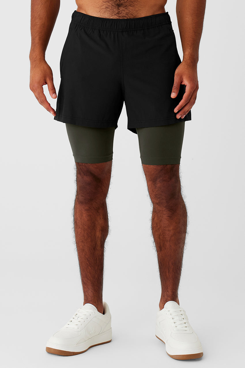 5" Revival 2-in-1 Short - Espresso/Black