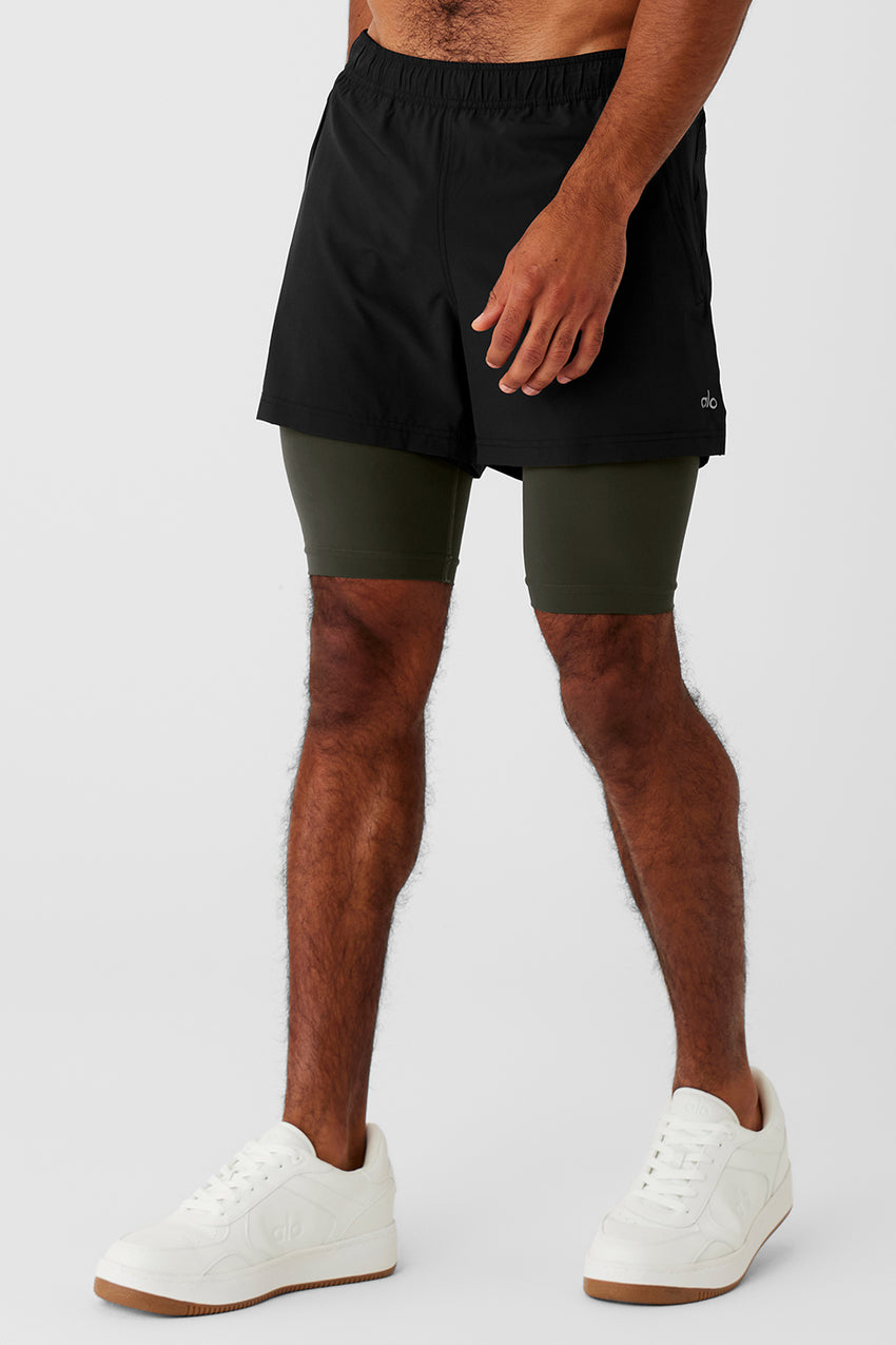 5" Revival 2-in-1 Short - Espresso/Black