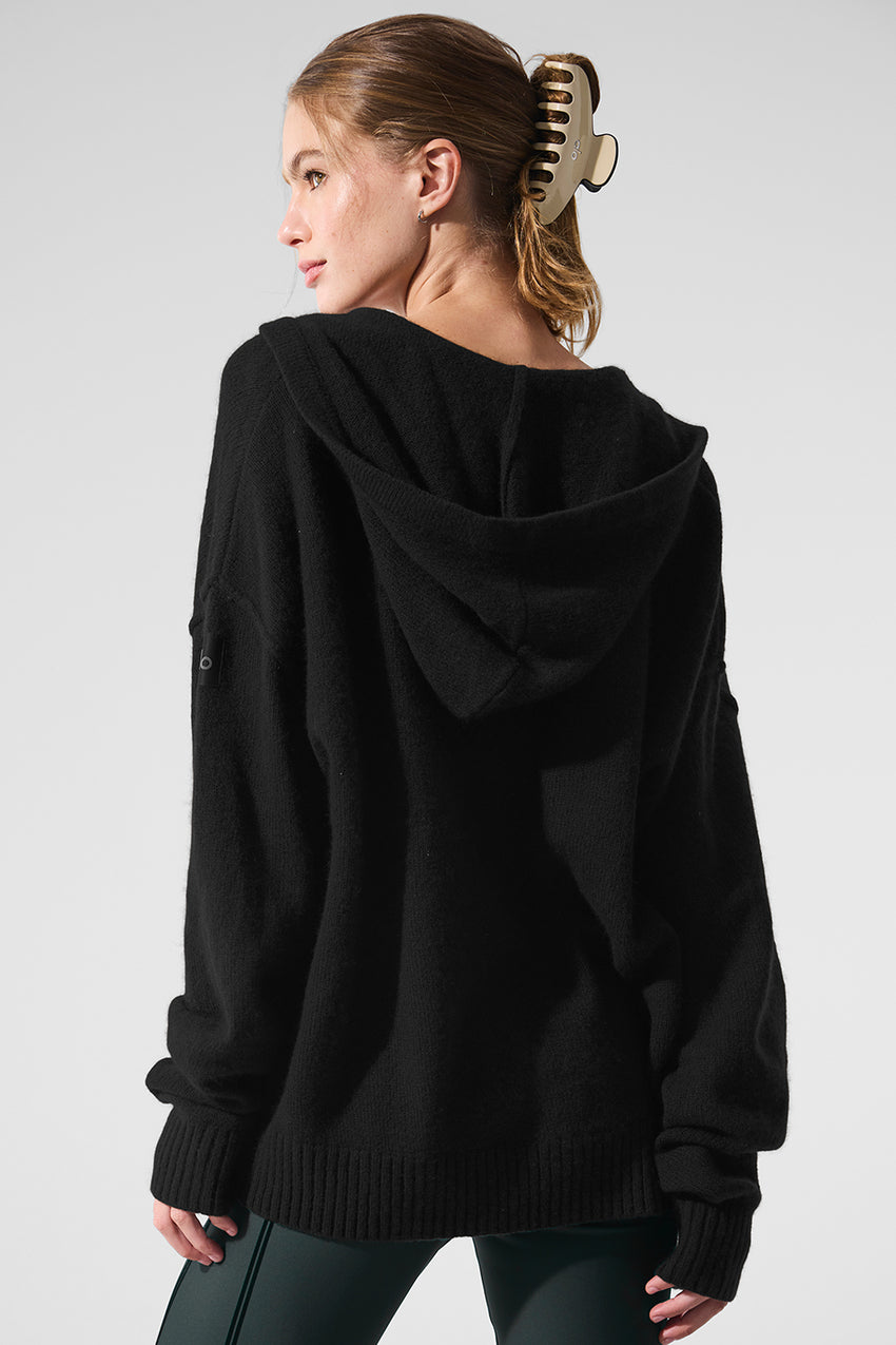 New Class Cashmere Full Zip Hoodie - Black