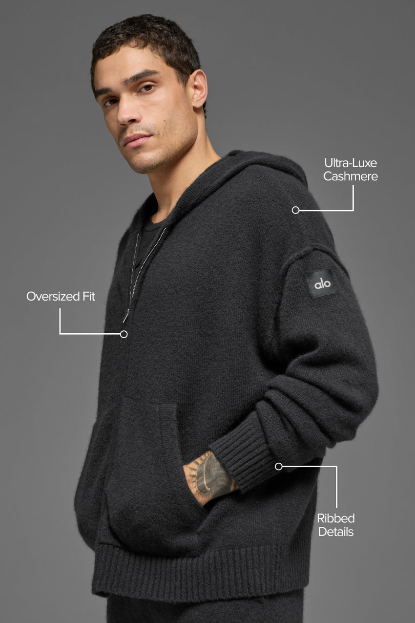 New Class Cashmere Full Zip Hoodie - Black