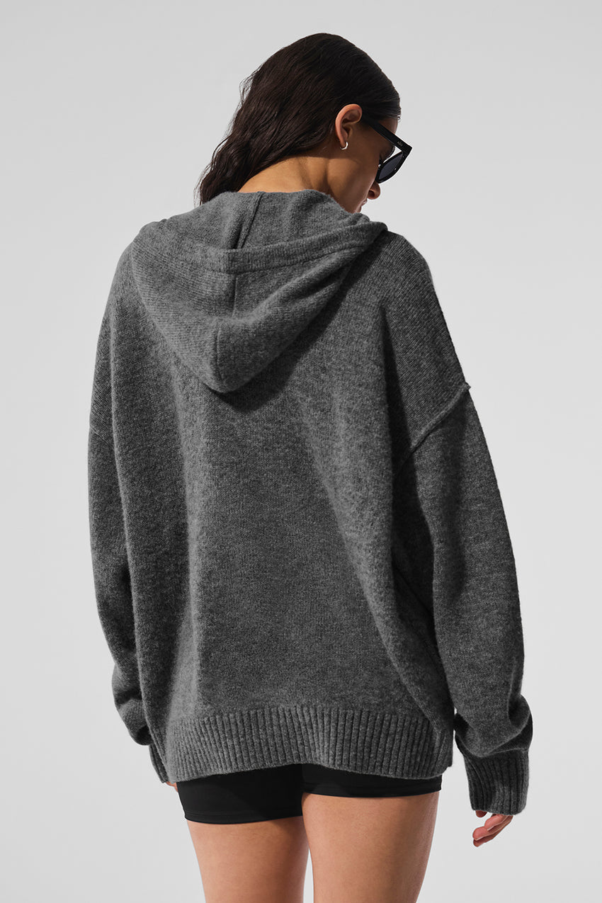 New Class Cashmere Full Zip Hoodie - Black