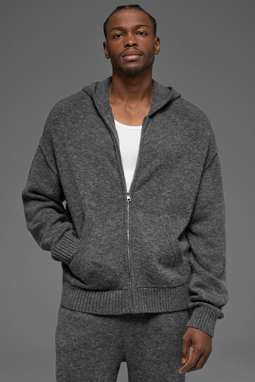 New Class Cashmere Full Zip Hoodie - Black