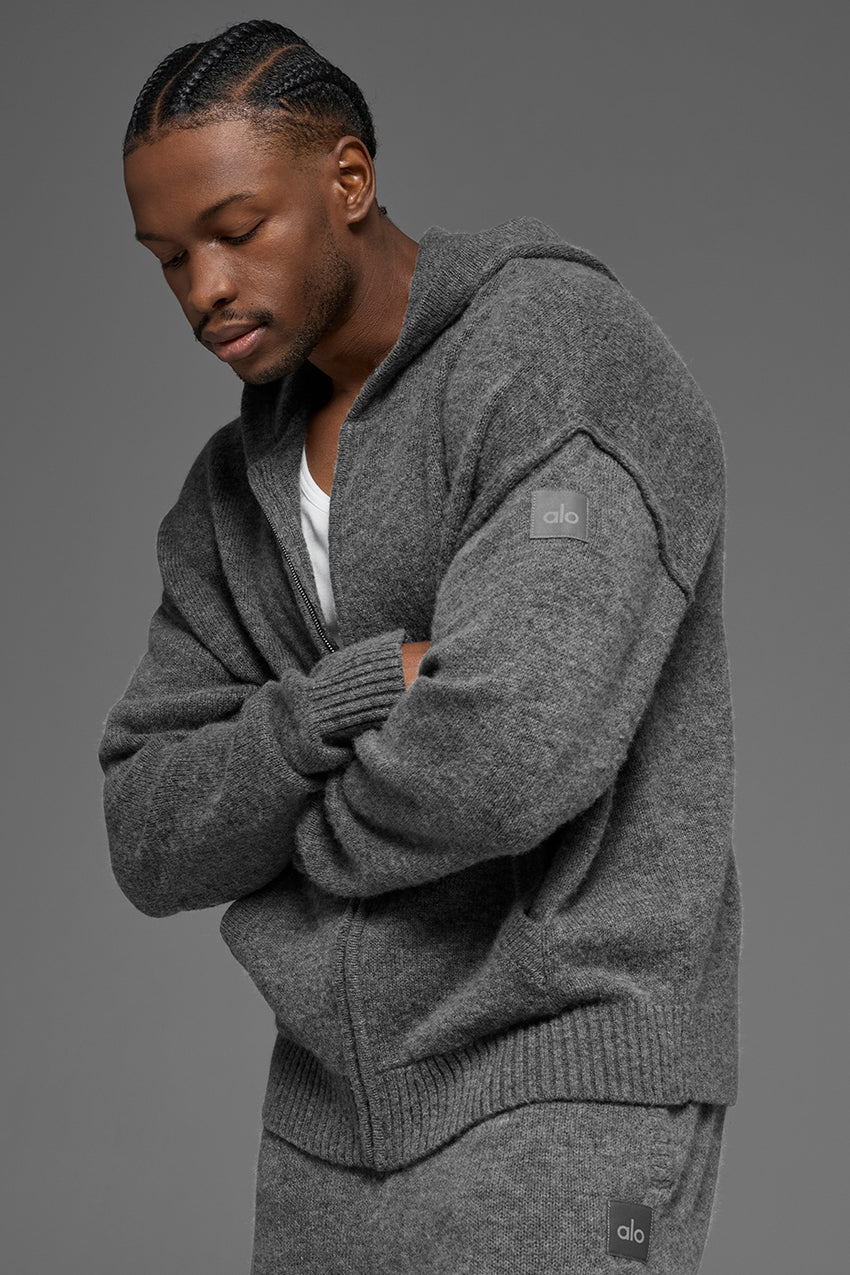 New Class Cashmere Full Zip Hoodie - Black