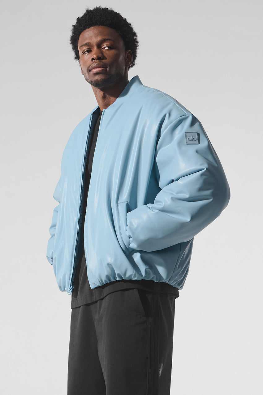 Faux Leather Premier Bomber - Black