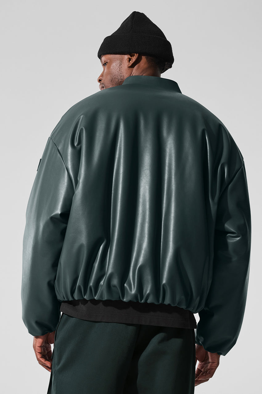Faux Leather Premier Bomber - Black
